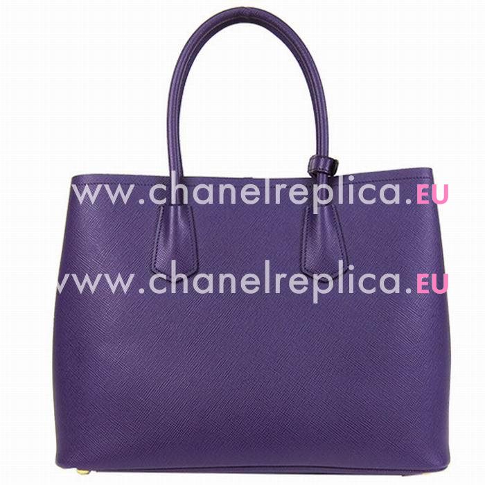 Prada Saffiano Cuir Large Double Tote Bag Purple B2756T-2A4A-F0030