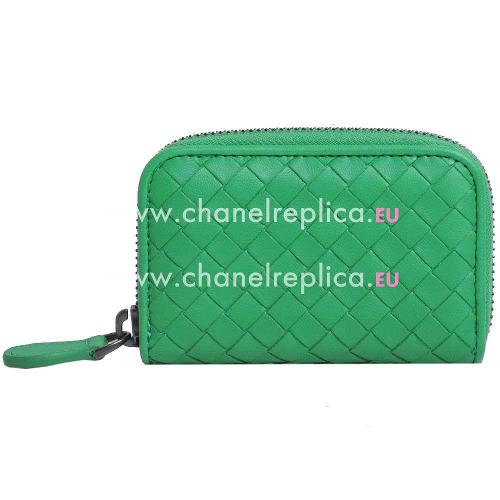 Bottega Veneta Classic Weave Nappa Wallet In Green BV6112906