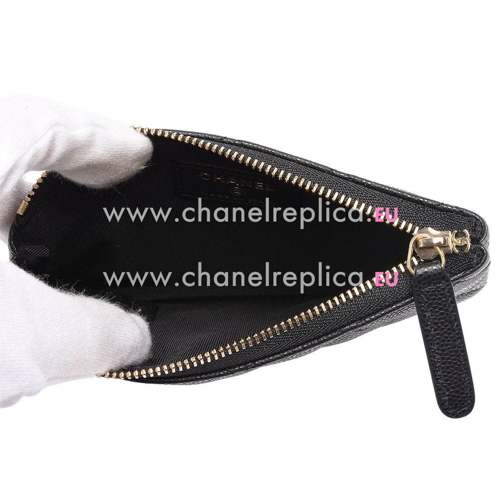 CHANEL Classic CC Rhomboids Caviar Calfskin Change Wallet In Black C6122507