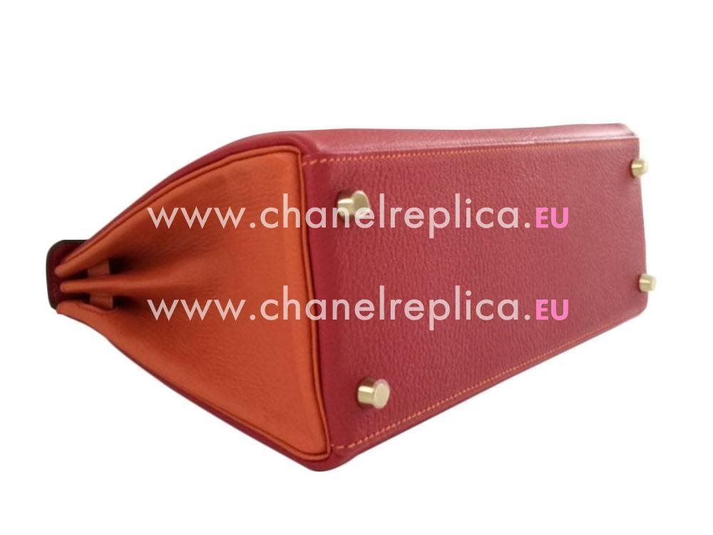 Hermès Kelly Rouge Casaque Orange Chevre Leather Gold Hardware Handbag HK1028DGG