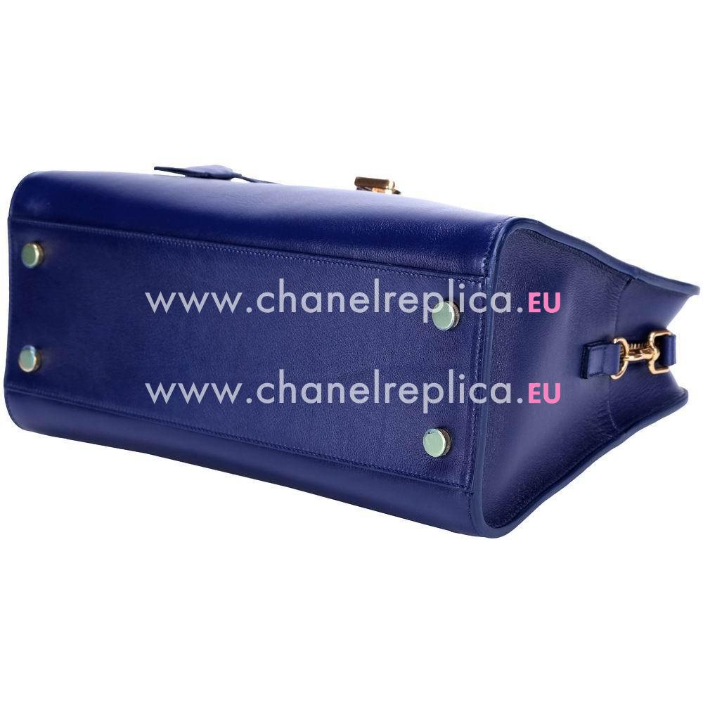 YSL Saint Laurent Cabas Monogram YSL Calfskin Bag In Blue YSL5717461