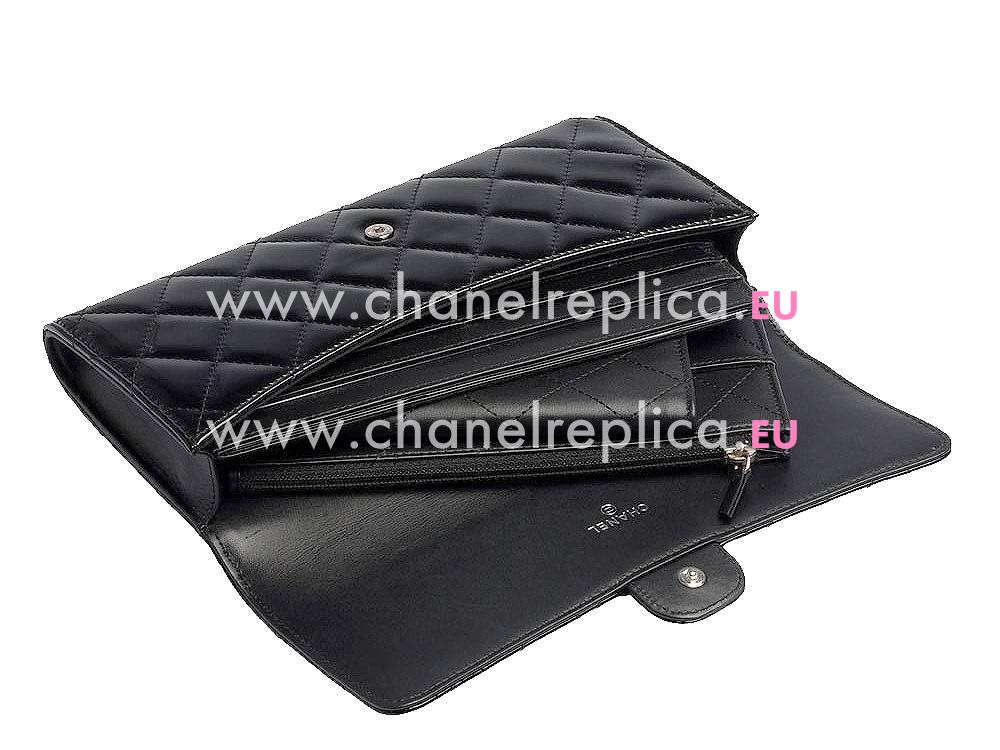 Chanel Lambskin Leather Double CC Zippy Wallet In Black A33269