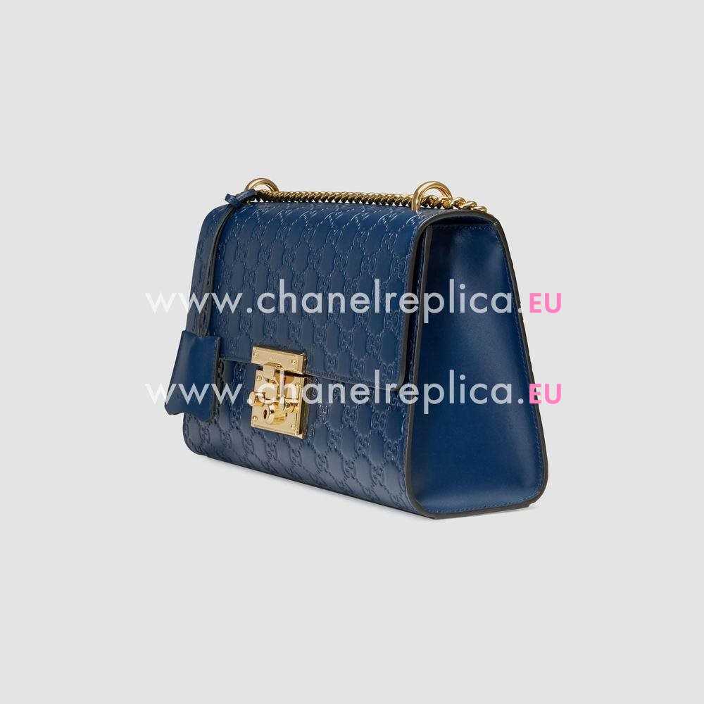 Gucci Padlock GG Leather Shoulder Bag Blue G409486 CWC1G 4157