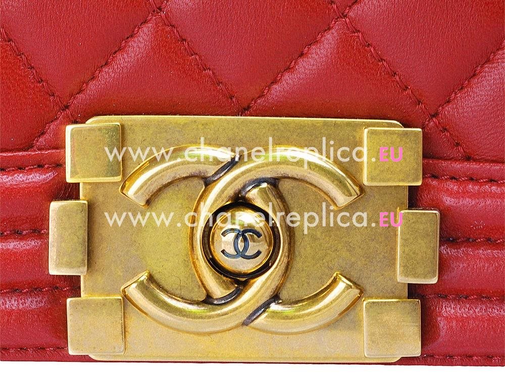 Chanel Medium Lambskin 25.5 Boy Bag Gold Chain Red A78958