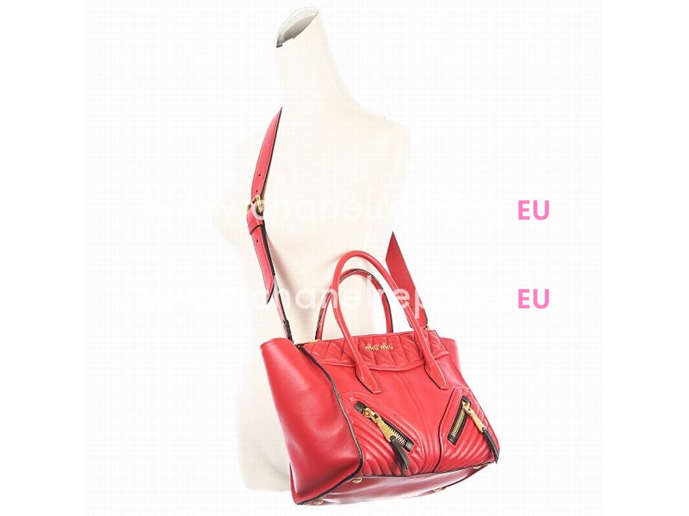 Miu Miu Nappa Biker Tote Bag In Red RN1032RE