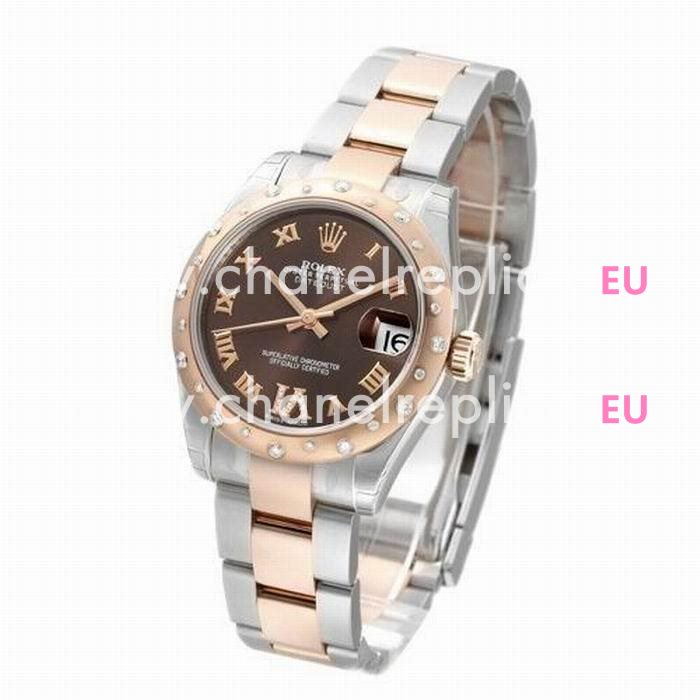 Rolex Datejust Automatic 37mm 18K Rose Gold Stainless Steel Watch Chocolate R178341