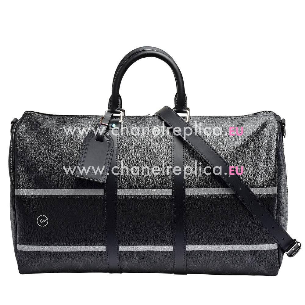 Louis Vuitton Monogram Eclipse Canvas Bandouliere Duffel Keepall 45 Bag M43413