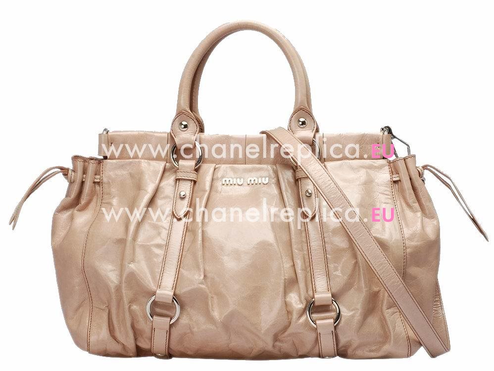 Miu Miu Vitello Lux Calfskin Large Shoulder Bag Beige RN0957