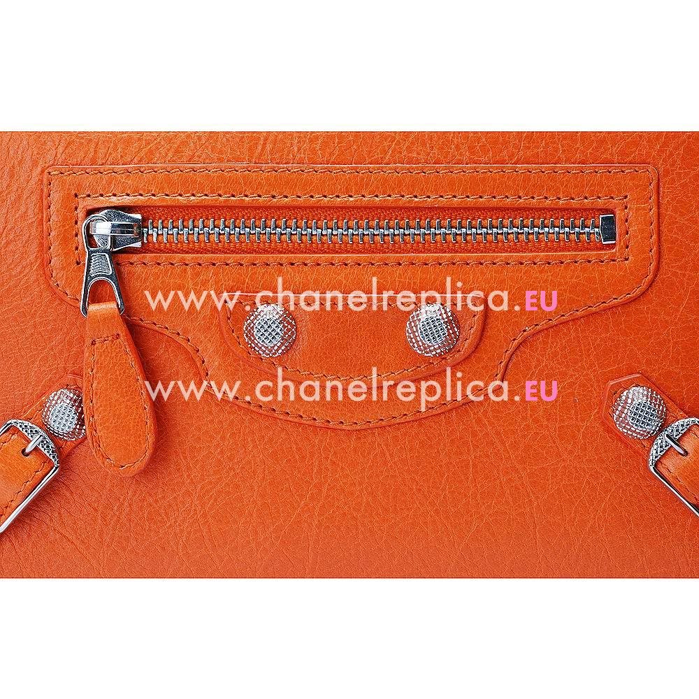 Balenciaga Money Lambskin Silvery Hardware Wallets Orange B2055145