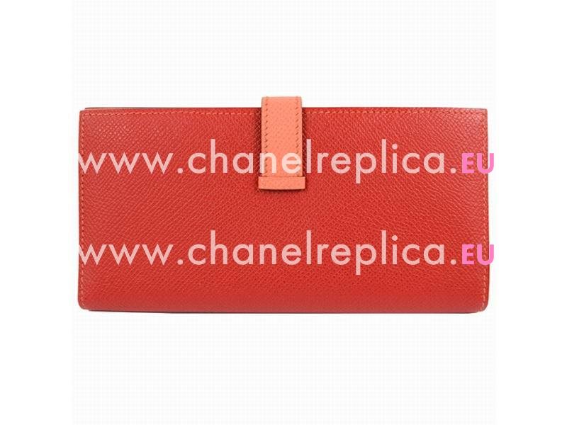 Hermes Kelly Epsom Leather Long Wallet Red H50308