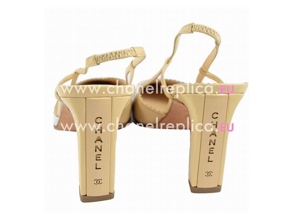 Chanel CC Logo Cowhide Points High-heeled Shoes Camel G49948