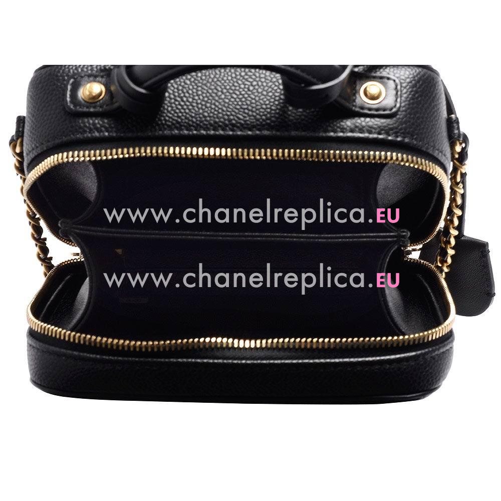 Chanel Gabrielle Caviar CC Logo Mini Vanity Case Black A724A70