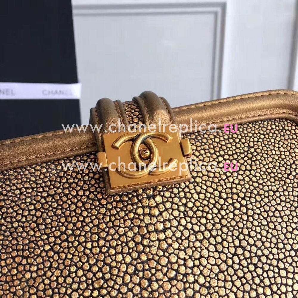 Chanel Classic Gold Hardware Trichogaster leeri Leather Shoulder Bag Gold C6120403