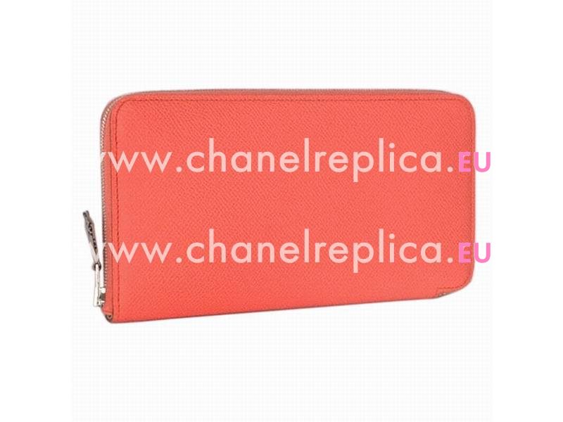 Hermes Silk In Epsom Leather Long Wallet Pink H54382