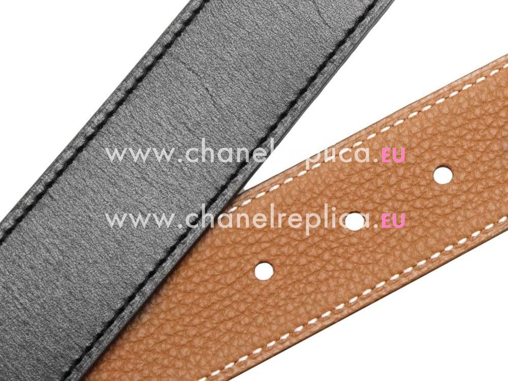 Hermes Capecod Black Gold Epsom Swift Leather Two-sided belt H735767
