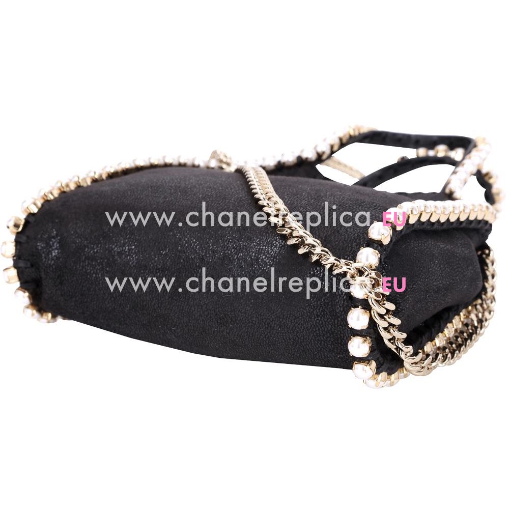 Stella McCartney Falabella Tiny Size Pearl Chain Bag Black S855265