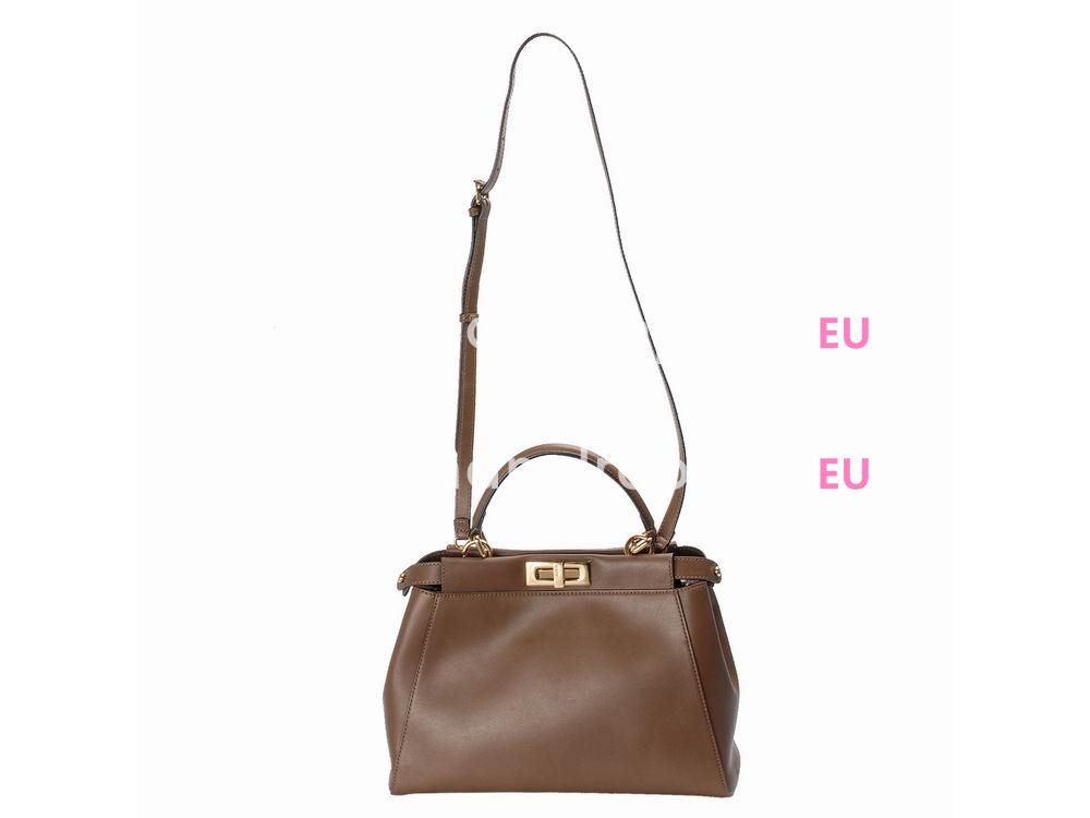 FENDI Regular Peekaboo Calfskin Shoulder Bag PequinXCoffee 8BN226-Q4J-F0G51