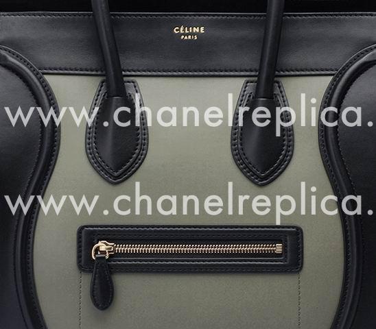 Celine Calfskin Nano Luggage Medium Bag Black/Apricot C165214BAP