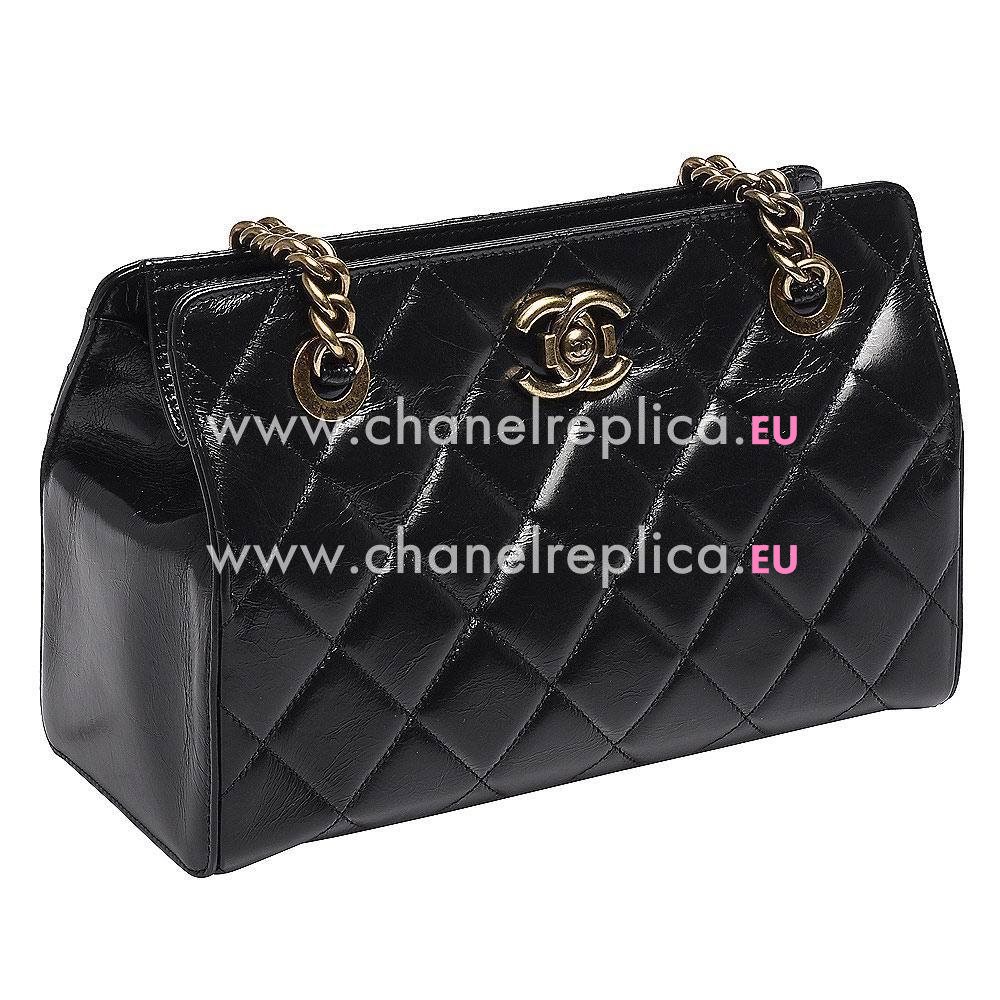CHANEL Classic Gold Hardware Rhombic Calfskin Bag in Black A983809