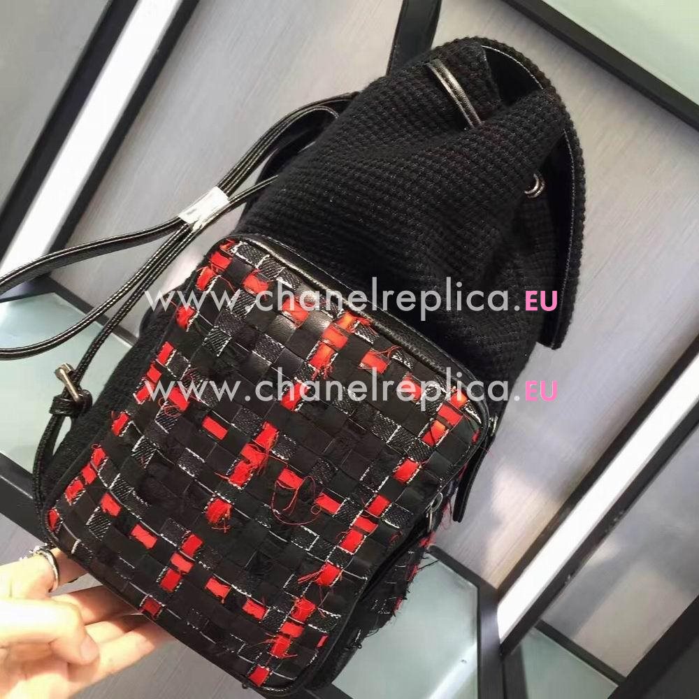 CHANEL 2017 Cruise Calfskin Ruthenium metal Backpack In Black/Red C6122301