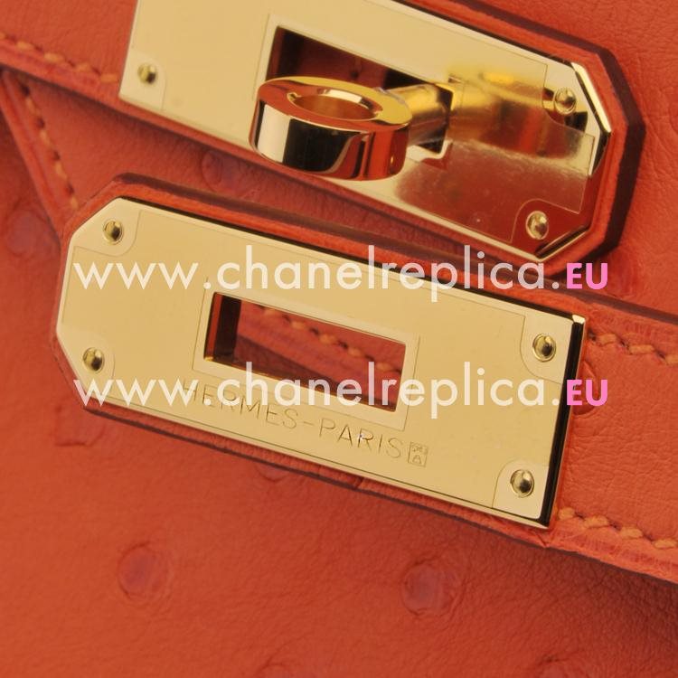 Hermes Birkin 30cm Tangerine Ostrich Gold Hardware Handbag HB1030RCO