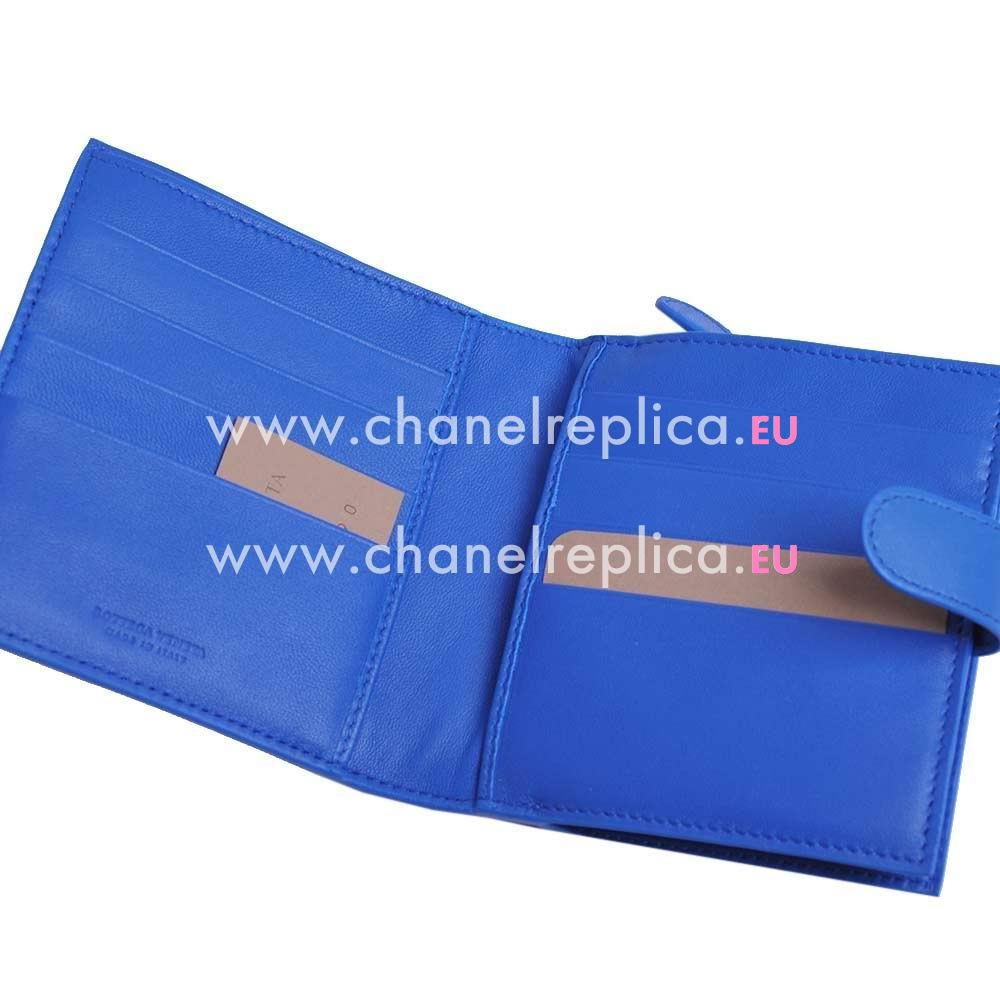 Bottega Veneta Classic Weave Nappa Zipper Wallet In Dazzing Blue BV6112920