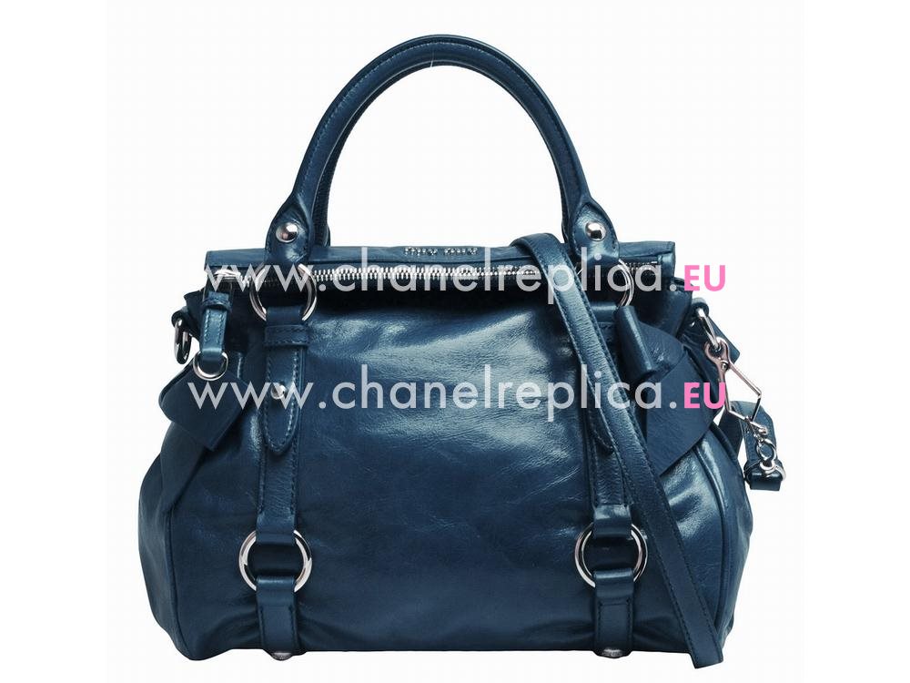 Miu Miu Vitello Lux Calfskin Bow Bag Purplish blue MU5754