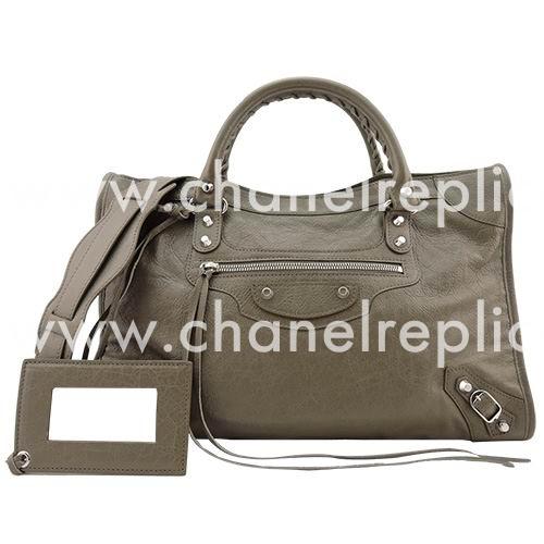 Balenciage City Lambskin Silvery hardware Classic Bag Gray B2054978