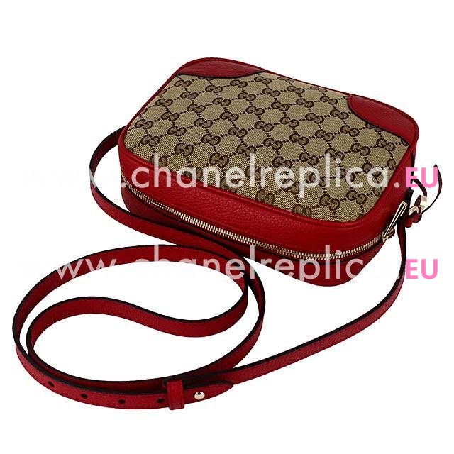 Gucci Soho Disco GG Calfskin Canvas Shoulder Bag In Red G7041006