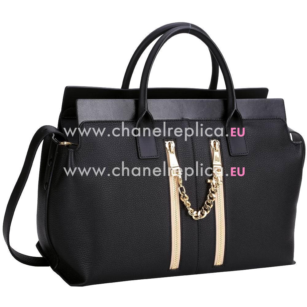 Chloe Gate Calfskin Hand Bag In Black C5254185