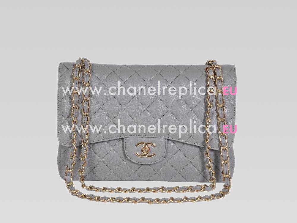 Chanel Caviar Jumbo Double Flap Bag Gray(Gold) A58600GLG