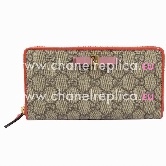 Gucci Bowknot GG PVC Calfskin Zipper Wallet In Camel/Orange G7041106
