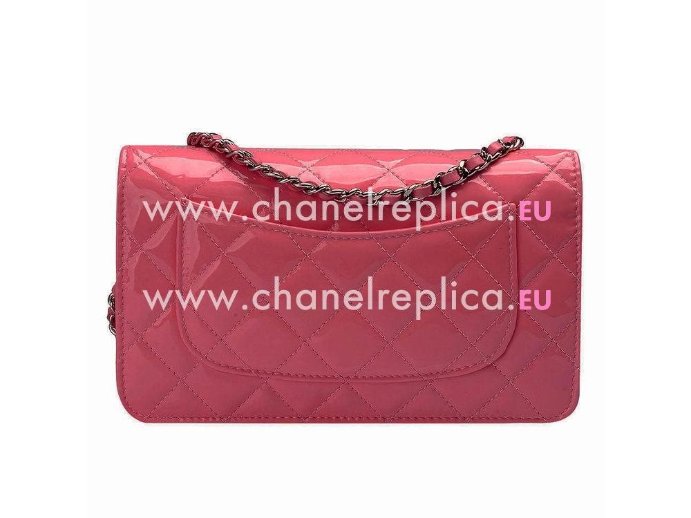 Chanel CC Patent Leather Woc Bag Silver Peach Red A33814PHE