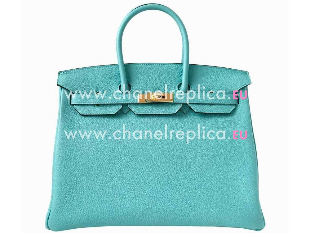 Hermes Birkin 35 Blue Atoll Togo Leather Gold Hardware H1035BEU