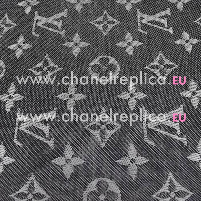 Louis Vuitton Classic Mongram Silk Wool Shawl Black M71378
