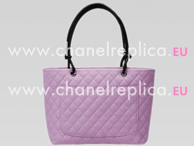 Chanel Cambon Lambskin Tote Bag Pink With Black CC A25169-P