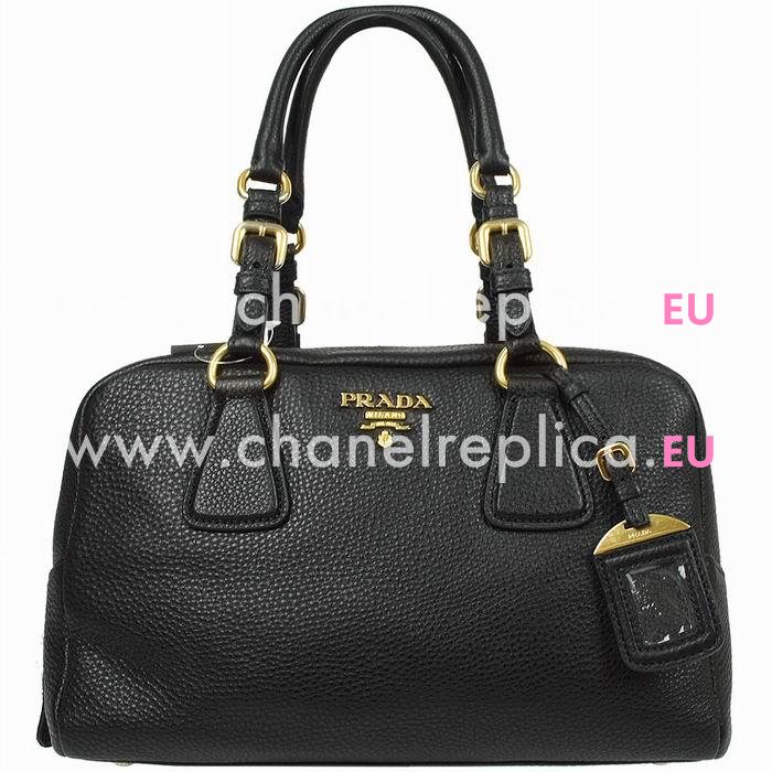 Prada Saffiano Calfskin Triangle Logo Boston Bag Black PB3091MU