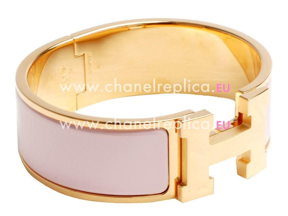 Hermes Click H Logo Enamelled Bracelet PM Rose Pink/Gold HE58081