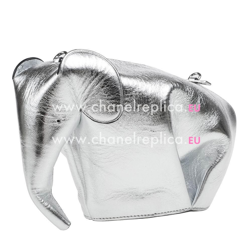 Loewe Animales Elephant Calfskin bag Silvery L8011407