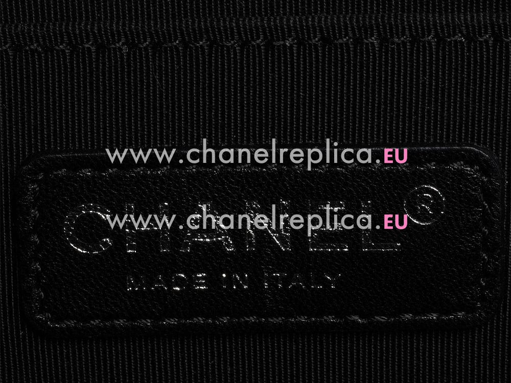 Chanel Patent Lambskin Boy Chain Silver hardware Black A58644