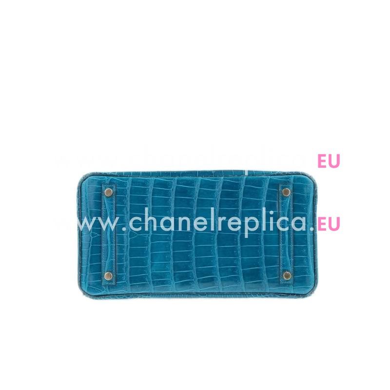 Hermes Birkin 30 Blue Izmir Crocodile Blue Colvert Interior With GHD Hand Sew H1030BIC