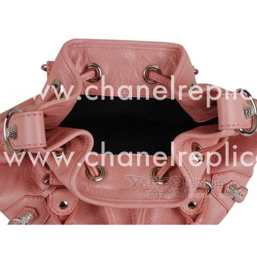 Balenciage Pompon Lambskin Silvery hardware Classic Mini Bag Rose Pink B4458113