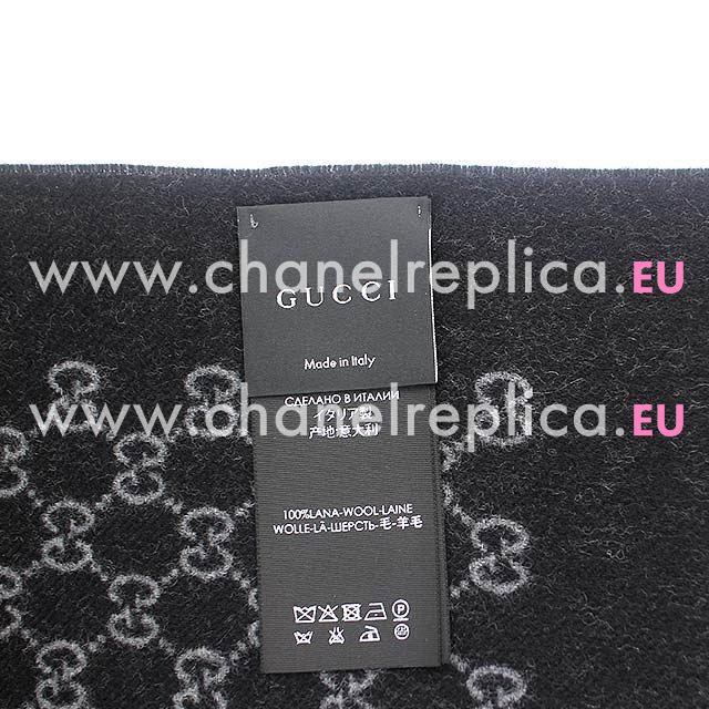 Gucci G Logo Wool Scarf Gray Black G6102806