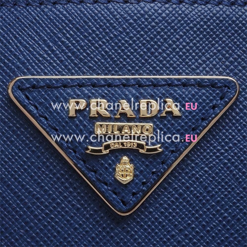 Prada Lux Saffiano Classic Triangle Logo Cowhide Handle/Shoulder Bag DeepBlue PR5318077