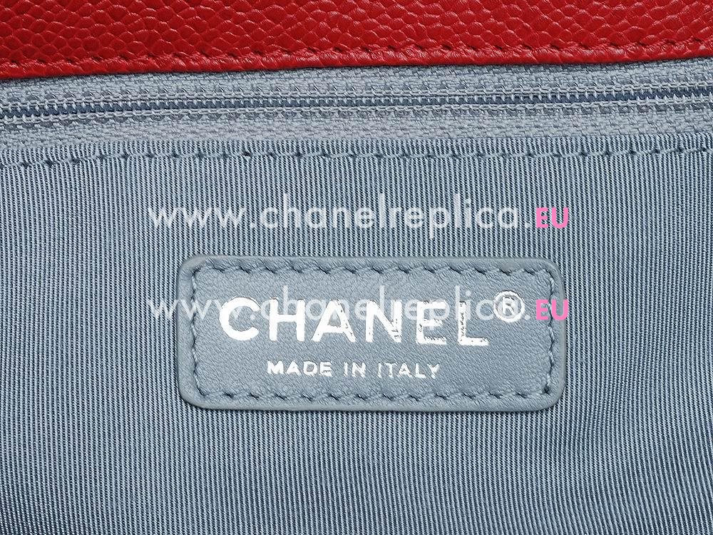 Chanel Classic Caviar Leather CC Logo Shop Tote Red A470612