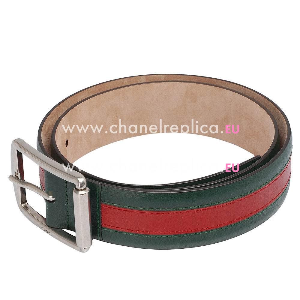 Gucci Green-Red Cowhide Pin Buckle Belt G5046537