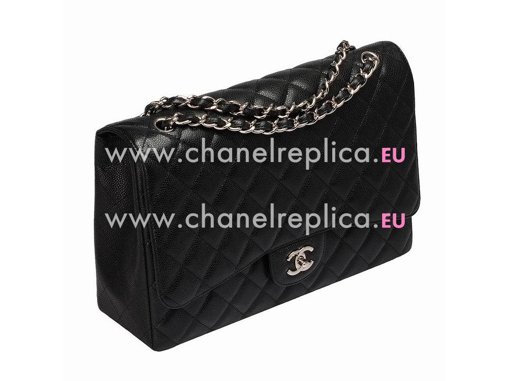 Chanel Cruise Caviar Maxi Bag Double Flap Black(Silver) A47600-DS