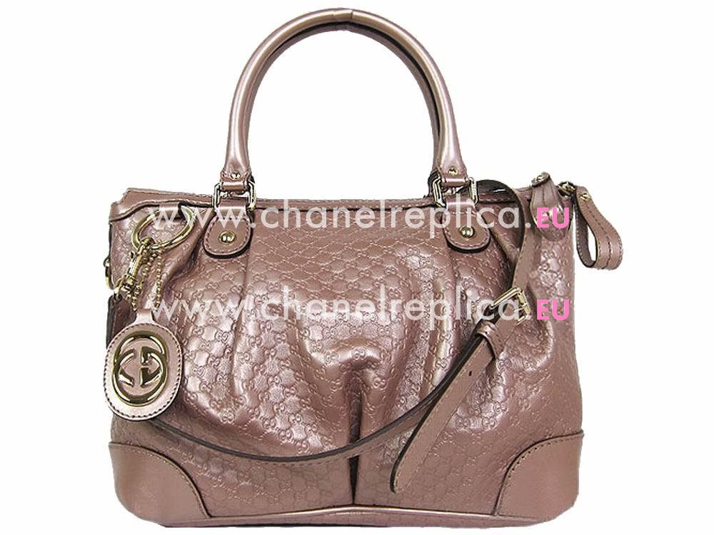 Gucci Embossed Cowhide G-logo Handbag Light Brown G247902