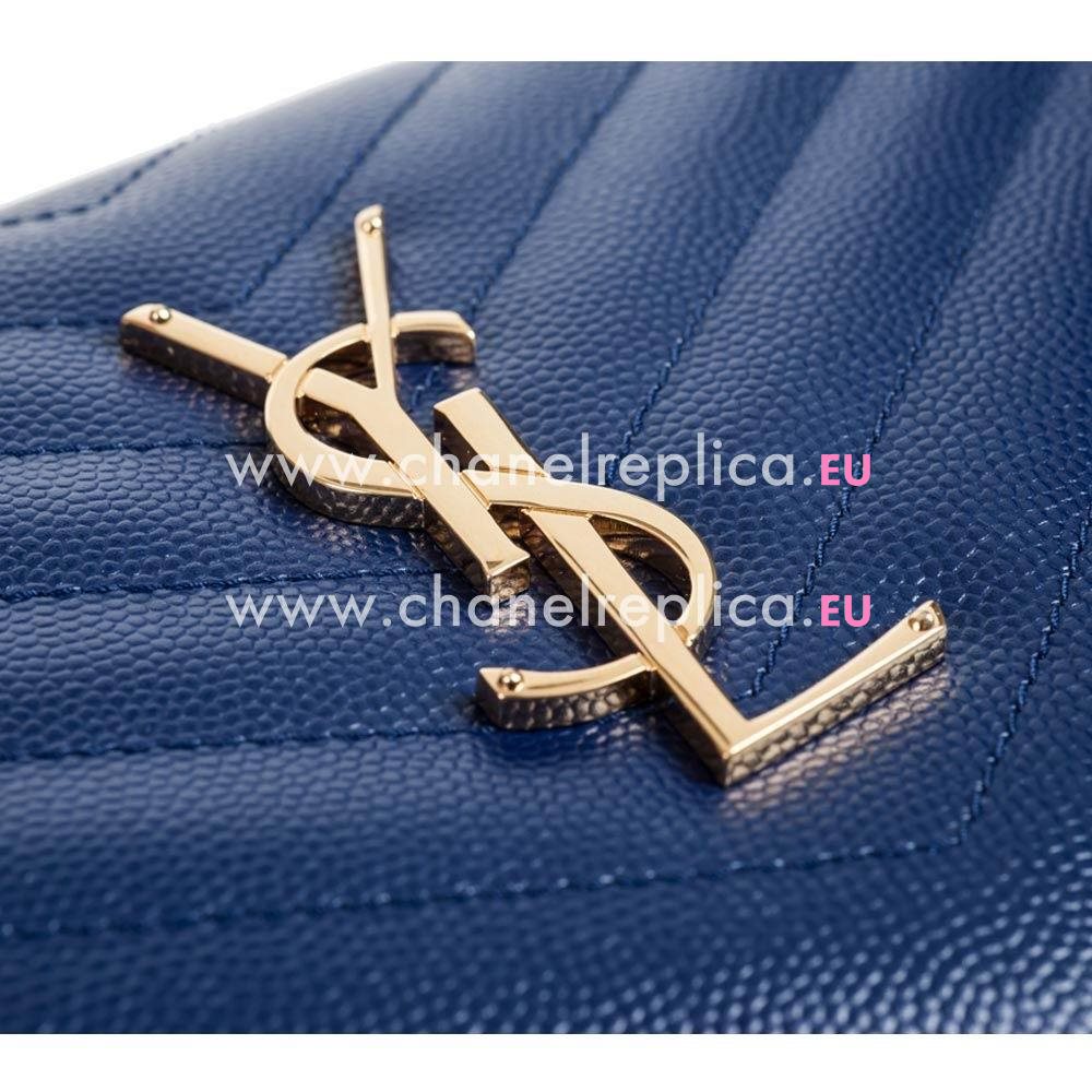 YSL Saint Laurent Caviar Calfskin Y HandBag In Blue YSL5780106