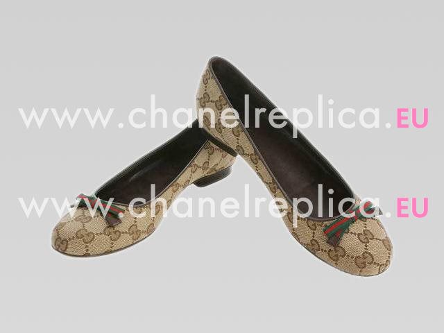 Gucci Tan/Light Splash GG Patent Horsebit Bow Flats 317911